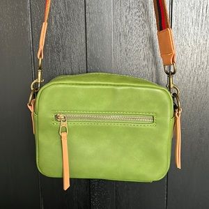 Universal Thread crossbody. Green with navy,red, tan strap